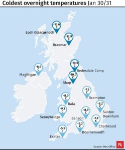 uk temperatures jan 2019 