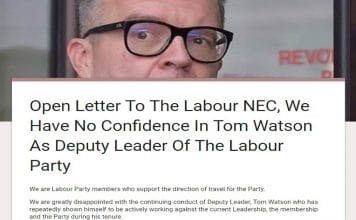 Open Letter To The Labour NEC: We Have No Confidence In Tom Watson As Deputy Leader Of The Labour Party