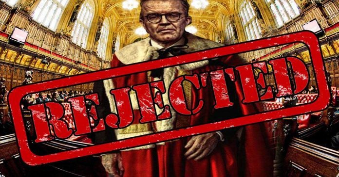 Tom Watson's peerage rejected