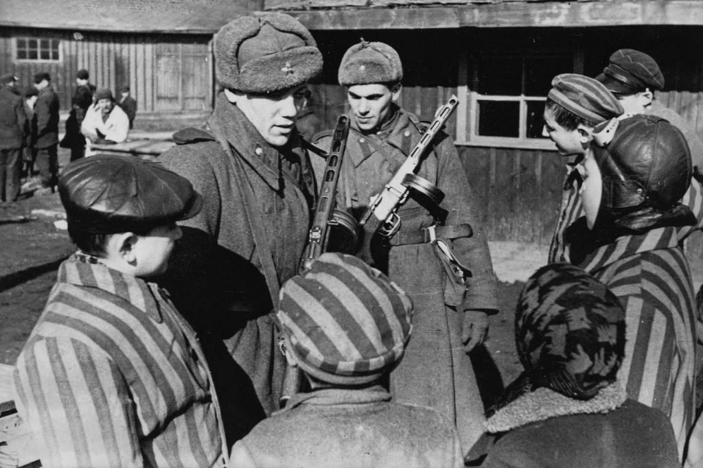 Soviet soldiers liberate Auschwitz concentration camp