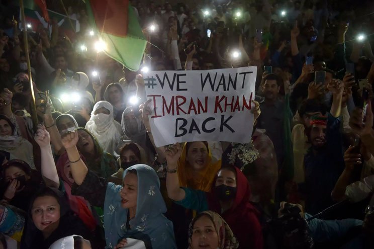 Pakistan Tehreek e Insaf party supporters also rallied in Peshawar