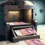 Printer-in-a-giant-empty-bank-vault-printing-money
