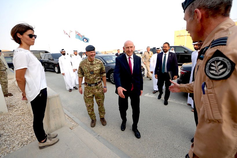 Healey meeting with U.K. Armed Forces personnel in Qatar on July 31