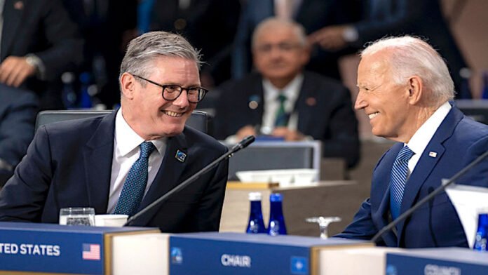 U.K. Prime Minister Keir Starmer with U.S. President Joe Biden